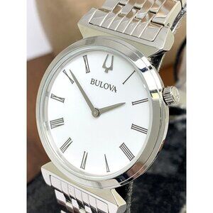 Bulova Women's Watch 96L275 Quartz White Dial Roman Numeral Stainless Steel 30mm